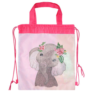 Mosaic Drawstring Backpack DIY Special Shape Diamond Knapsack (Elephant)