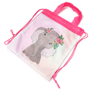 Mosaic Drawstring Backpack DIY Special Shape Diamond Knapsack (Elephant)