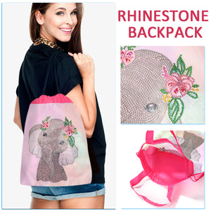 Mosaic Drawstring Backpack DIY Special Shape Diamond Knapsack (Elephant)