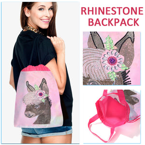 Retro Mosaic Drawstring Backpack DIY Special Shape Diamond Knapsack (Horse)