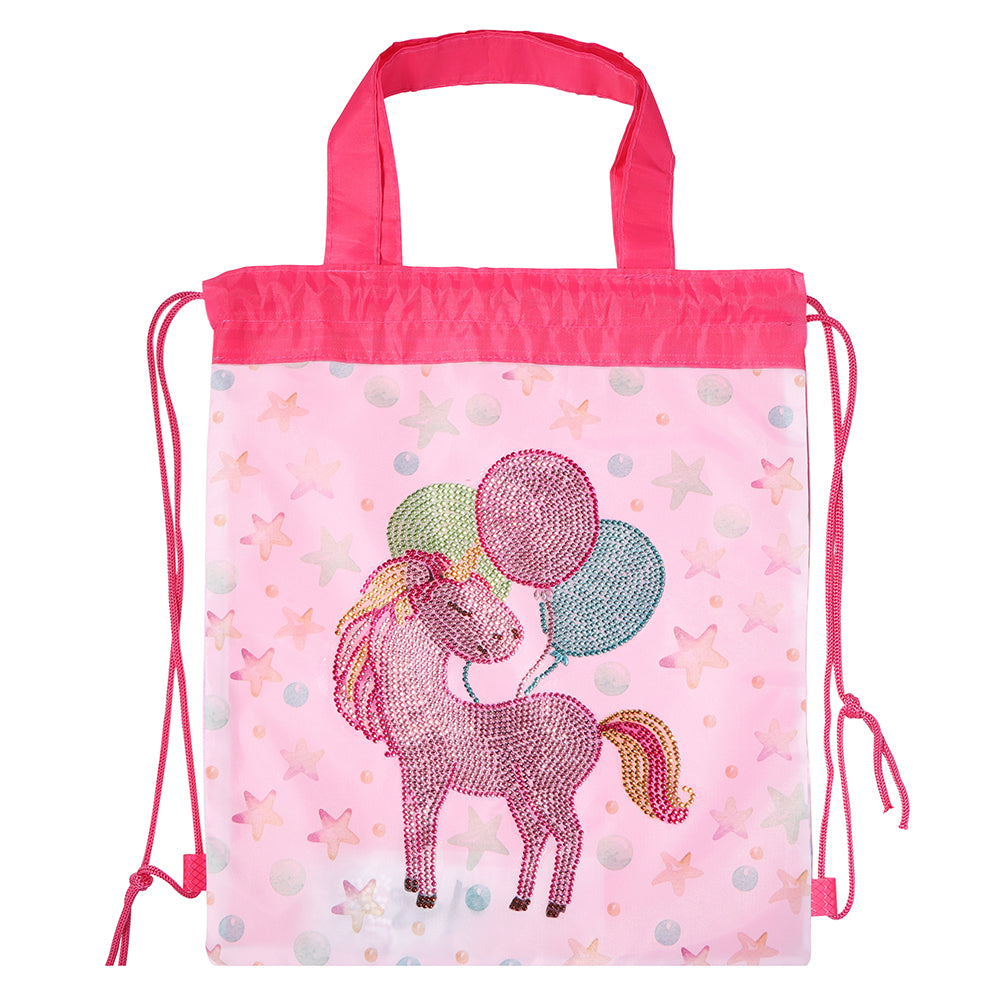 Mosaic Drawstring Backpack DIY Special Shape Diamond Knapsack (Horn Horse)