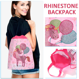 Mosaic Drawstring Backpack DIY Special Shape Diamond Knapsack (Horn Horse)