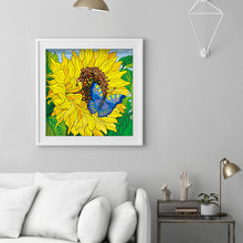 Load image into Gallery viewer, Sunflower Butterfly 30x30cm(canvas) partial special shaped drill diamond painting
