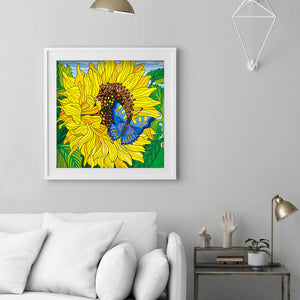 Sunflower Butterfly 30x30cm(canvas) partial special shaped drill diamond painting