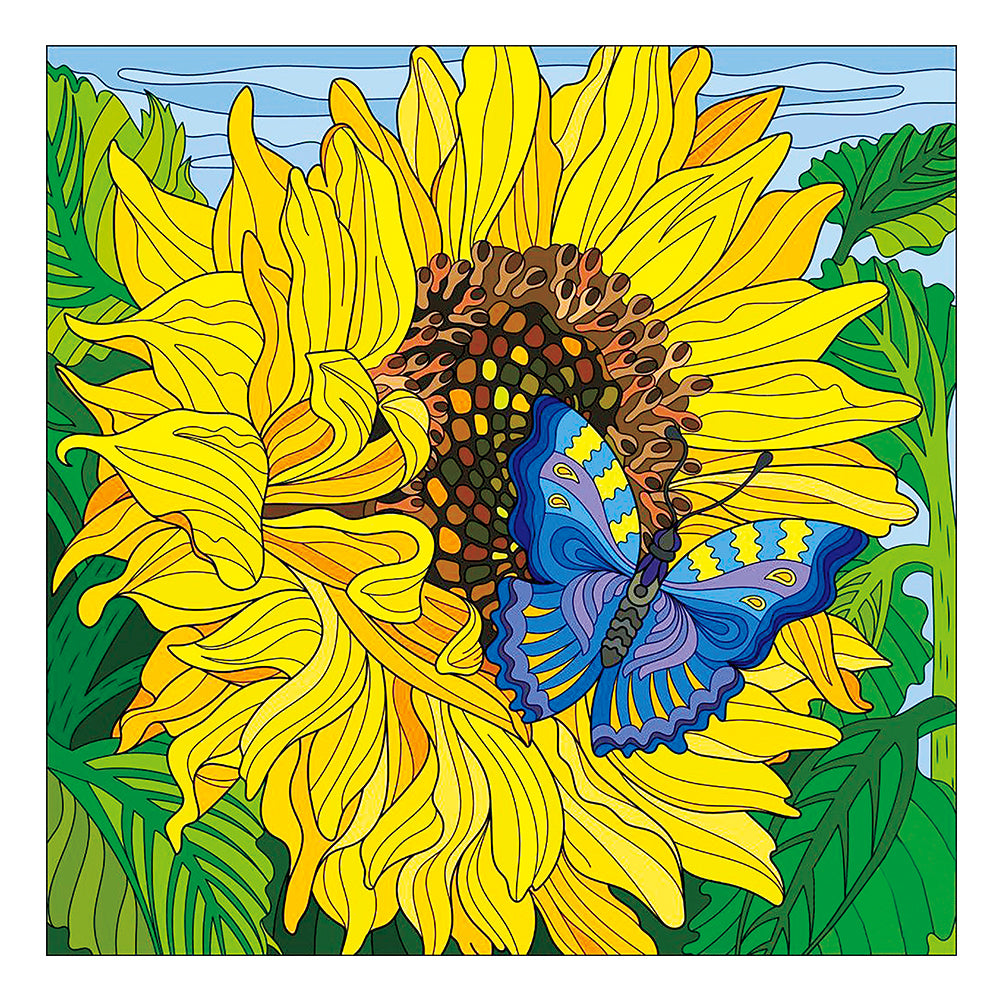 Sunflower Butterfly 30x30cm(canvas) partial special shaped drill diamond painting