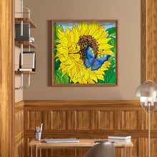 Load image into Gallery viewer, Sunflower Butterfly 30x30cm(canvas) partial special shaped drill diamond painting
