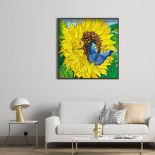 Load image into Gallery viewer, Sunflower Butterfly 30x30cm(canvas) partial special shaped drill diamond painting
