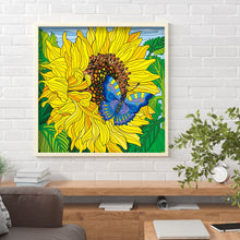 Load image into Gallery viewer, Sunflower Butterfly 30x30cm(canvas) partial special shaped drill diamond painting
