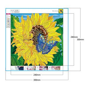 Sunflower Butterfly 30x30cm(canvas) partial special shaped drill diamond painting