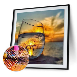 Water Glass Scenery 30x30cm(canvas) full round drill diamond painting