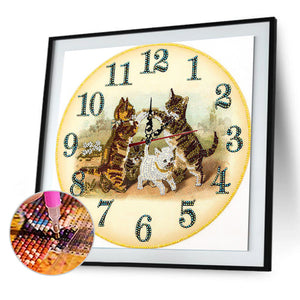 Cat Clock Mosaic Part Special Shape Diamond DIY Painting Kit Gifts (DZ652)