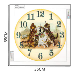 Cat Clock Mosaic Part Special Shape Diamond DIY Painting Kit Gifts (DZ652)