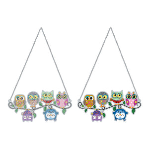 DIY Applique Diamond Wall Hanging Acrylic Kit Door Window Pendant (6 Owls)