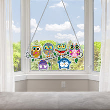 Load image into Gallery viewer, DIY Applique Diamond Wall Hanging Acrylic Kit Door Window Pendant (6 Owls)
