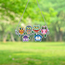 Load image into Gallery viewer, DIY Applique Diamond Wall Hanging Acrylic Kit Door Window Pendant (6 Owls)
