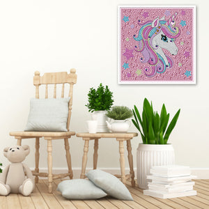 Unicorn with frame 18x18cm(canvas) full special shaped drill diamond painting