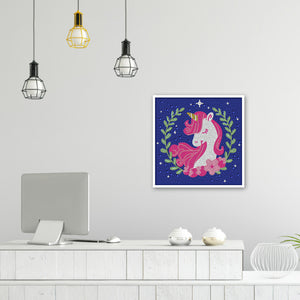 Unicorn with frame 18x18cm(canvas) full special shaped drill diamond painting