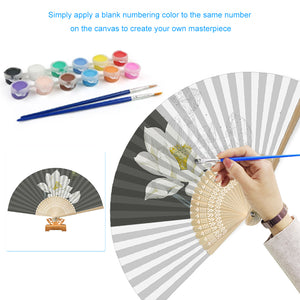 Lotus - Painting By Numbers Folding Fan