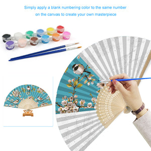 Flowers & Birds - Painting By Numbers Folding Fan