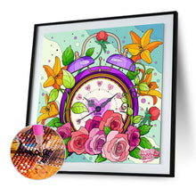 Load image into Gallery viewer, Flower Clock 30x30cm(canvas) partial special shaped drill diamond painting
