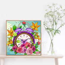 Load image into Gallery viewer, Flower Clock 30x30cm(canvas) partial special shaped drill diamond painting
