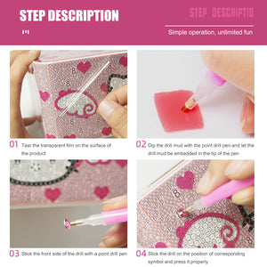 DIY Rhinestone Drawing Tissue Box Diamond Painting Paper Case (ZJ003 Pink)