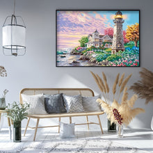 Load image into Gallery viewer, Beach House Lighthouse 40x30cm(canvas) full round drill diamond painting
