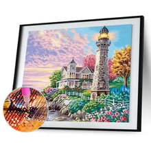 Load image into Gallery viewer, Beach House Lighthouse 40x30cm(canvas) full round drill diamond painting
