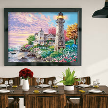 Load image into Gallery viewer, Beach House Lighthouse 40x30cm(canvas) full round drill diamond painting
