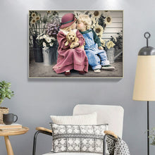 Load image into Gallery viewer, Little Boy &amp; Girl &amp; Dog 40x50cm(canvas) full square drill diamond painting
