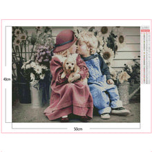 Load image into Gallery viewer, Little Boy &amp; Girl &amp; Dog 40x50cm(canvas) full square drill diamond painting
