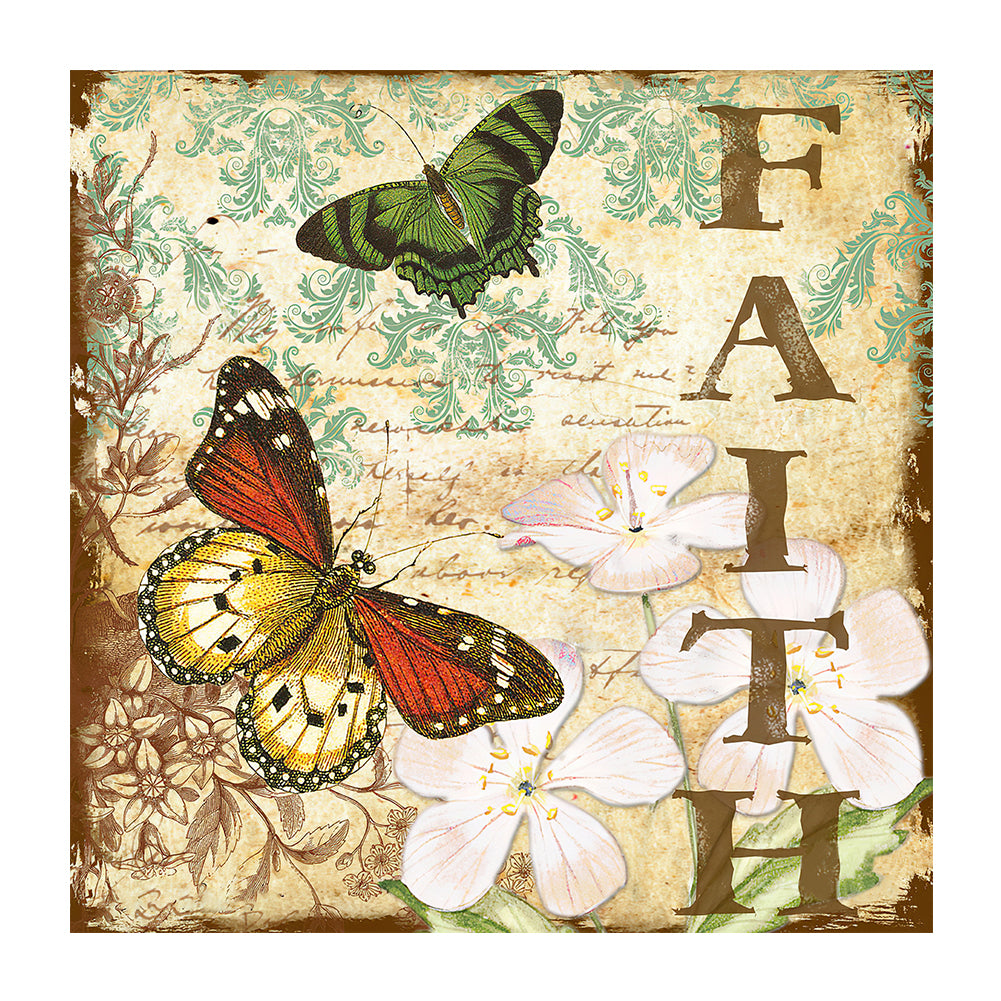 Butterfly & Faith 30x30cm(canvas) full round drill diamond painting
