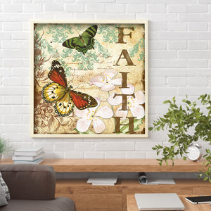 Butterfly & Faith 30x30cm(canvas) full round drill diamond painting