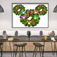 Load image into Gallery viewer, Christmas Mickey Mouse Wreath 40x30cm(canvas) partial special shaped drill diamond painting
