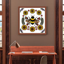 Load image into Gallery viewer, Bee &amp; Flower 30x30cm(canvas) full round drill diamond painting
