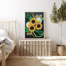 Load image into Gallery viewer, Paper Quilling Sunflower 30x40cm(canvas) full round drill diamond painting
