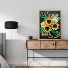 Load image into Gallery viewer, Paper Quilling Sunflower 30x40cm(canvas) full round drill diamond painting
