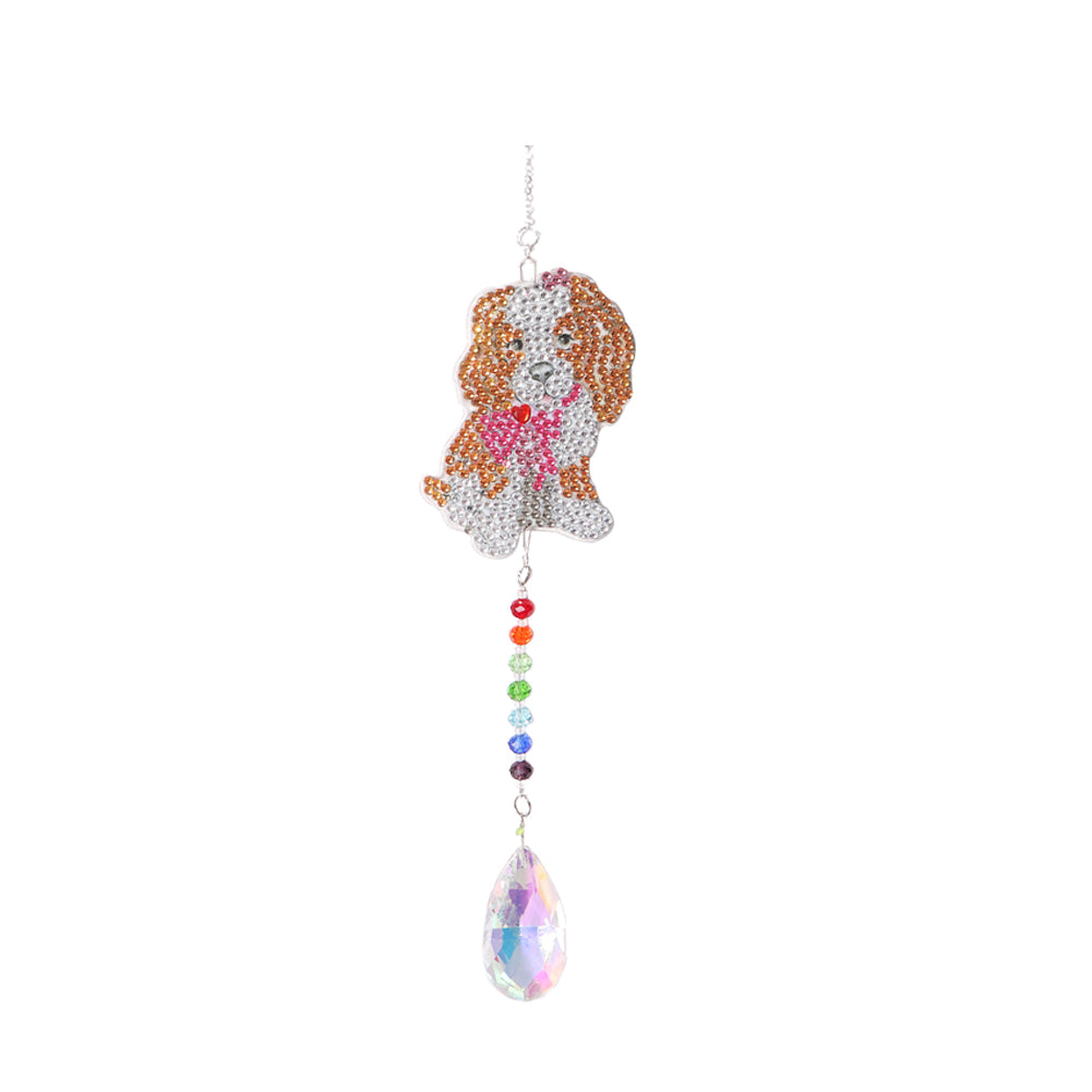 Diamond Drill Rainbow Collection Hang Crystal Prisms Wind Chime (Puppy)