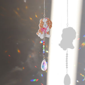 Diamond Drill Rainbow Collection Hang Crystal Prisms Wind Chime (Puppy)