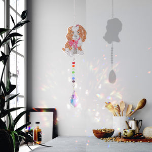 Diamond Drill Rainbow Collection Hang Crystal Prisms Wind Chime (Puppy)