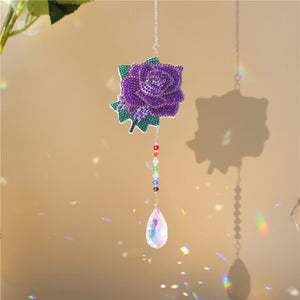 Diamond Drill Rainbow Collection Hang Crystal Prisms Wind Chime (Rose)