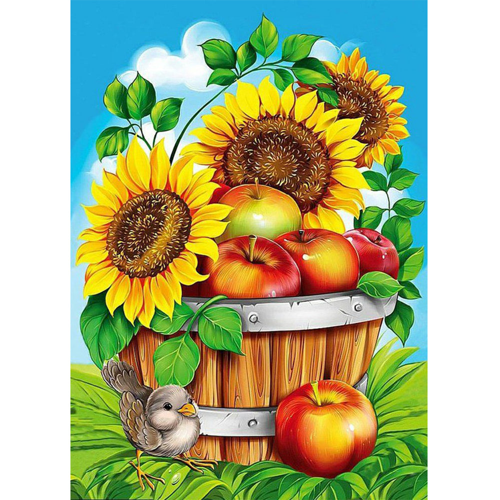 Sunflower & Bird 30x40cm(canvas) full round drill diamond painting