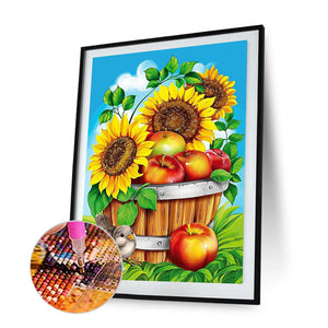 Sunflower & Bird 30x40cm(canvas) full round drill diamond painting