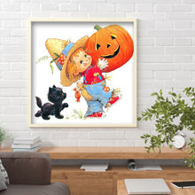 Load image into Gallery viewer, Halloween Pumpkin 30x30cm(canvas) full round drill diamond painting
