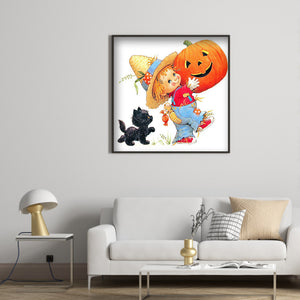 Halloween Pumpkin 30x30cm(canvas) full round drill diamond painting