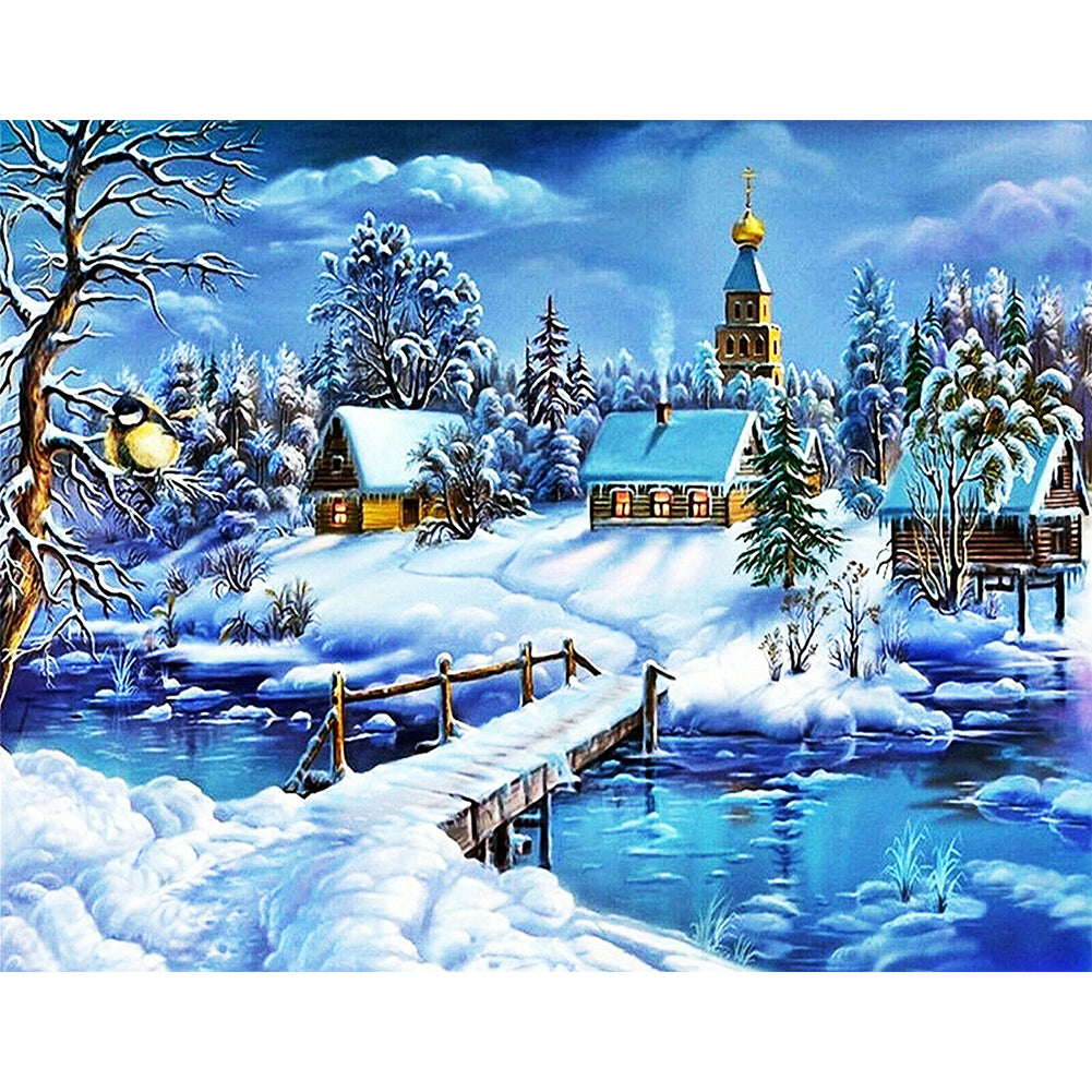 Snow Village 50x40cm(canvas) full round drill diamond painting