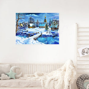 Snow Village 50x40cm(canvas) full round drill diamond painting
