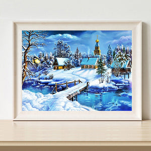 Snow Village 50x40cm(canvas) full round drill diamond painting