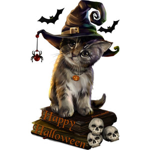 Halloween Cat 30x45cm(canvas) full round drill diamond painting