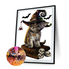 Load image into Gallery viewer, Halloween Cat 30x45cm(canvas) full round drill diamond painting
